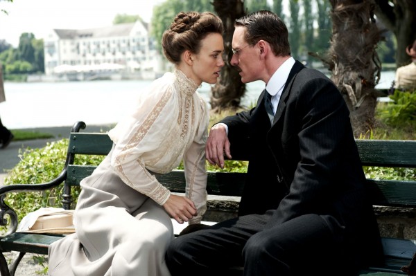 Left to Right: Keira Knightley as Sabina Spielrein and Michael Fassbender as Carl Jung. Photo by Liam Daniel, Courtesy of Sony Pictures Classics.