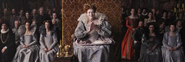Costumes flood Queen Elizabeth's (Vanessa Redgrave) theatre