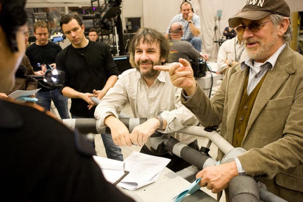 Spielberg and Peter Jackson on the set of THE ADVENTURES OF TINTIN