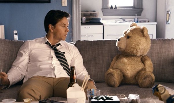 John (Wahlberg) with Ted (voiced by Seth MacFarlane)