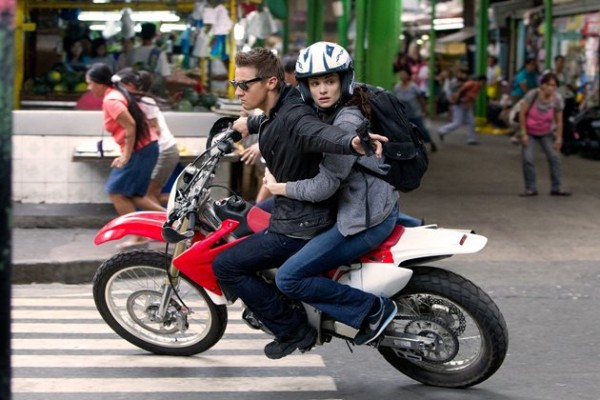 Aaron Cross takes Dr. Shearing (Rachel Weisz) on a wild ride
