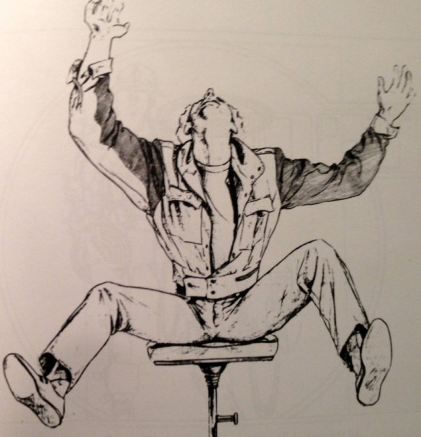 A drawing of Flynn getting derezzed into the Electronic World