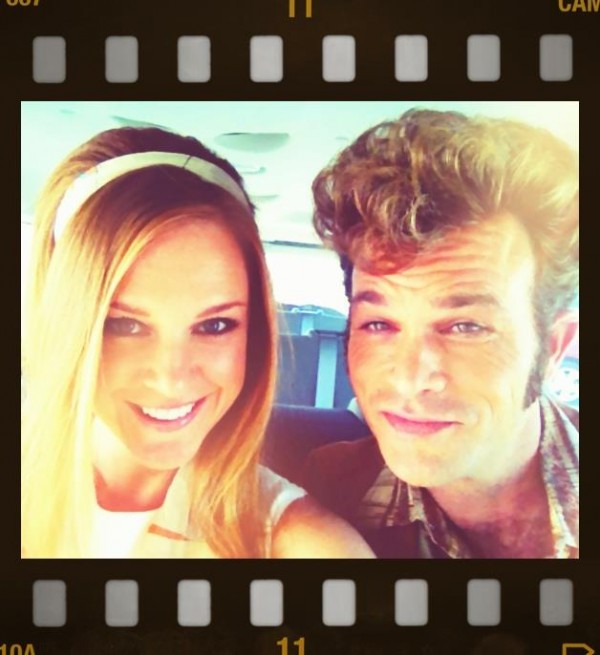 Erin Cottrell and Waylon Payne on the set of The Identical
