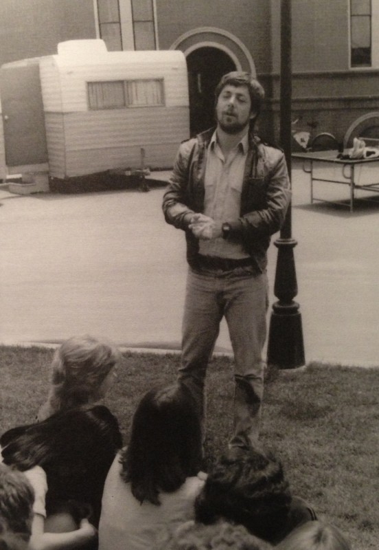 Writer/Director of TRON, Steven Lisberger, addresses the crew on the Walt Disney Studios back lot in Burbank, CA