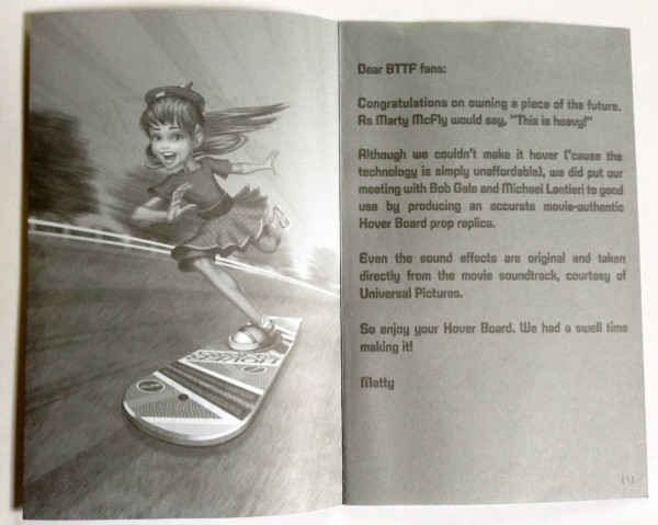 Inside the Instruction Booklet for the Matty Collector Hoverboard