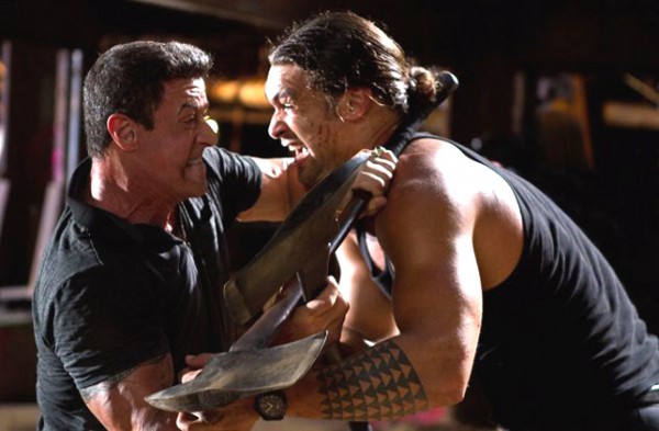 Sylvester Stallone as Jimmy fights it out with Jason Momoa as Keegan