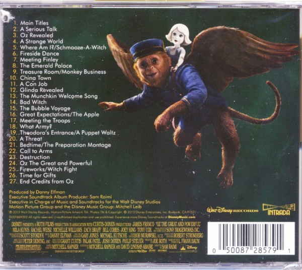 The original soundtrack to Oz the Great and Powerful will be released by Walt Disney Records on March 5, 2013.