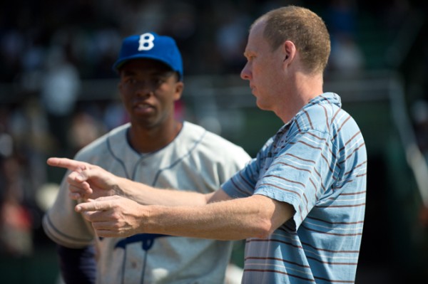 writer/director Brian Helgeland on the set of "42"