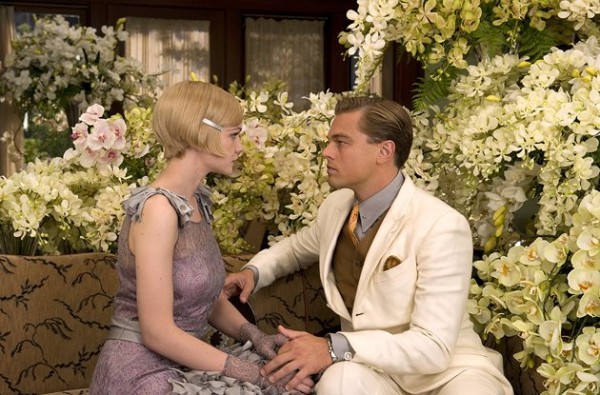 Carey Mulligan as Daisy and Leonardo DiCaprio as Jay Gatsby