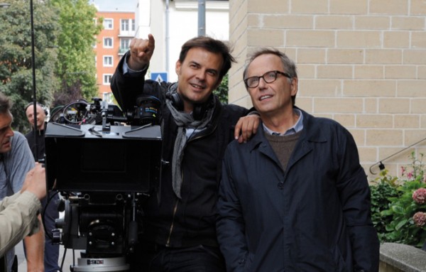 Director Francois Ozon (L) on the set of IN THE HOUSE