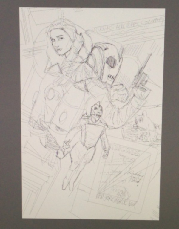 A Very Rough Comp Layout Sketch for the recent Rocketeer Artwork
