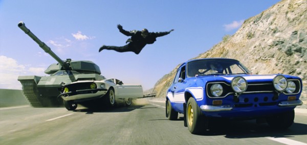 Roman (Tyrese Gibson) makes a death-defying leap in Fast and Furious 6