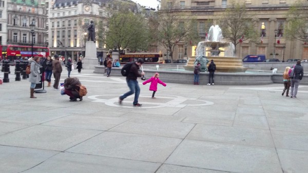 Nick Acott from Sneak Zebra performs a 360 degree tracking shot around Lindalee in Trafalgar Square