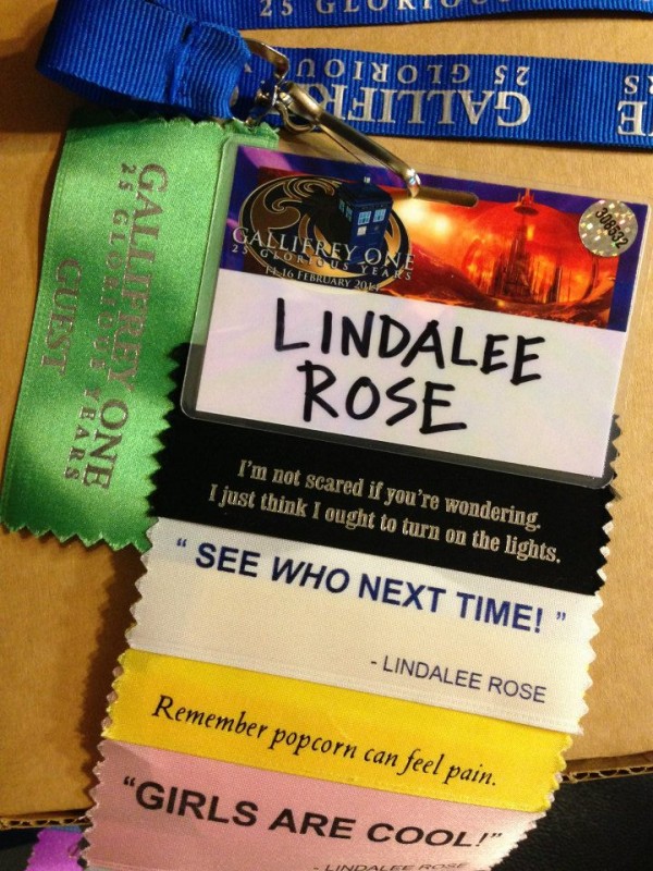 Lindalee's Guest Badge and the starting of her Doctor Who themed tag collection