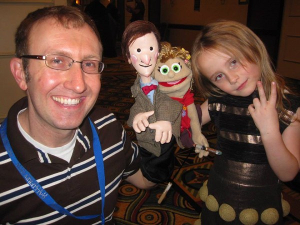 Lindalee & Timey Wimey Puppet Show creator Mike Horner, along with the 11th Doctor Puppet and Lindalee Puppet