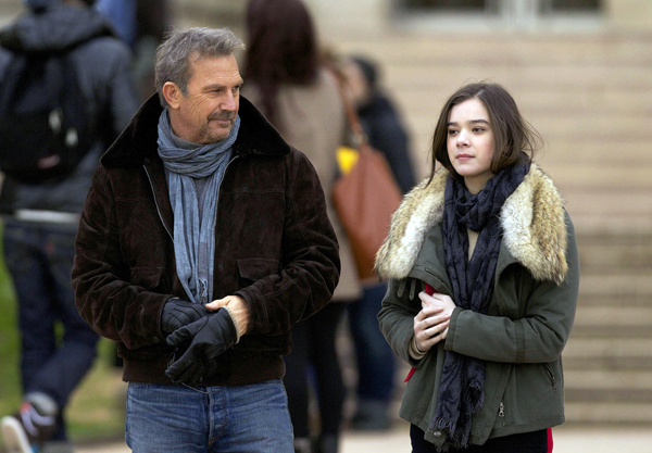 Ethan (Costner) with Zooey (Hailee Steinfeld) in 3 DAYS TO KILL