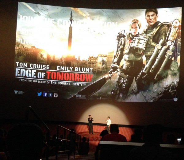 Tom Cruise, star of Edge of Tomorrow, makes a surprise guest appearance at the end of the advance screening. 