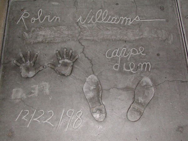Robin Williams handprints at the World Famous Chinese Theater in Hollywood.