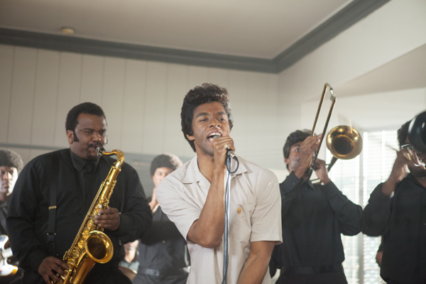 Chadwick Boseman as James Brown with The Famous Flames