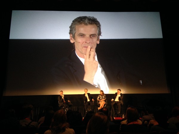 The new Doctor ponders a question asked from a fan in the audience