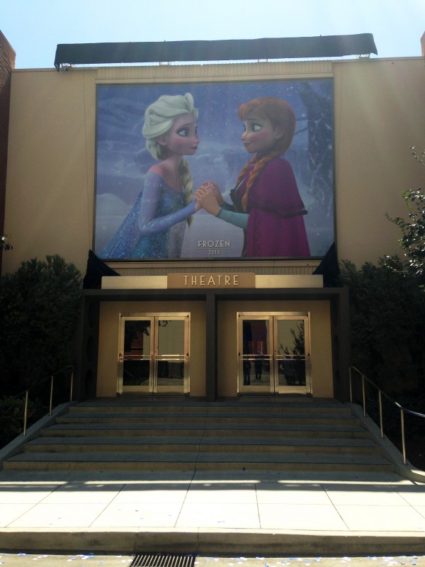 Elsa and Anna adorn the top of the Walt Disney Studios theater