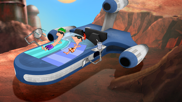 Ferb and Phineas sun themsleves on Tatooine