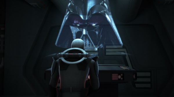 Darth Vader gives orders to the Inquisitor to hunt down the children of the Jedi in STAR WARS: REBELS.