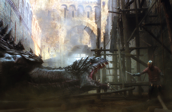 dragon scene created with CGI