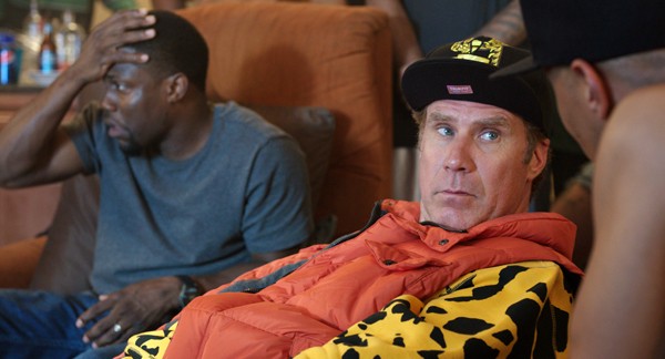 James (Will Ferrell) shows off his new duds to Darnell (Kevin Hart) and Russell's gang